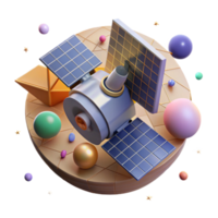 beautiful artistic Rotating Satellite with Solar Panels Cutout detailed png