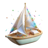 dramatic rustic Sailboat with White Sails Isolated on Transparent Background original png