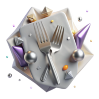 wonderful modern Silver Fork Cutout on Transparent Background premium png