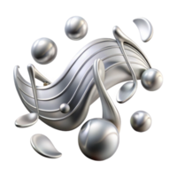 vibrant abstract Silver Music Notes Flowing Transparent Background high resolution png