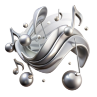 vibrant minimalist Silver Music Notes Flowing Transparent Background professional png