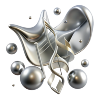 beautiful abstract Silver Music Notes Flowing Transparent Background high quality png