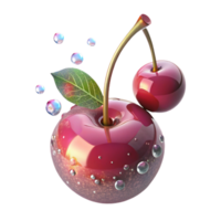 serene classic Single Cherry with Stem Cutout on Transparent Background exclusive png