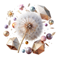 elegant minimalist Single Dandelion with Seeds on Transparent Background high quality png