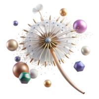 serene creative Single Dandelion with Seeds Front View Cutout Element high quality png