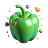 magnificent creative Single Green Bell Pepper with Stem Cutout high resolution png
