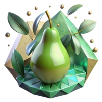 wonderful artistic Single Pear Green Skin Isolated on Transparent Background high quality png