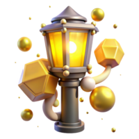 serene minimalist Street Light Transparent Background with Yellow Glow png