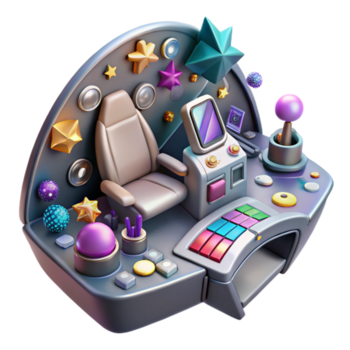 magnifik minimalistisk stiliserade rymdskepp cockpit element med kontroller hög upplösning png