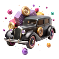 vibrant creative Vintage Car Isolated with Black Body Color genuine png