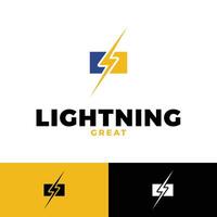 lightning bolt icon logo design template vector