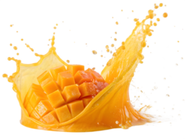 Fresh Mango Cubes Splashing with Juice png