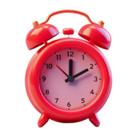 Bright Red Alarm Clock with Classic Design Display png