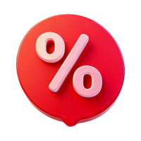 Red Circle with Percent Sign on Glossy Surface png