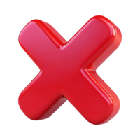 Glossy Red 3D Cross Icon on Transparent Background png