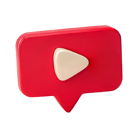 Red Speech Bubble with Play Button for Multimedia Use png