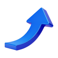 Blue 3D Arrow Icon Pointing Upward in Isolated View png