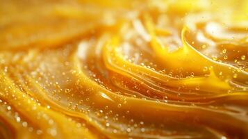 Abstract fluid art featuring golden waves and bubbles, creating a warm and inviting atmosphere. photo
