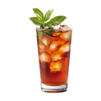 Refreshing glass of iced bourbon with sprig of mint isolated on transparent background png