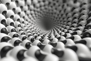 Abstract black and white spiral pattern creating a mesmerizing tunnel effect. photo