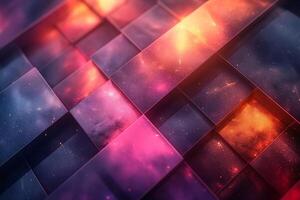 A vibrant abstract design featuring interlocking panels of swirling cosmic colors, creating a mesmerizing visual texture. photo
