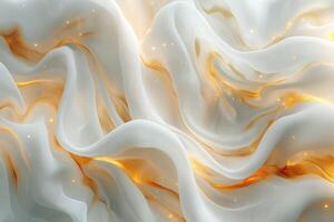 An elegant swirl of white fabric with shimmering gold accents, creating a luxurious and ethereal atmosphere. photo