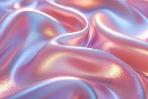 Close-up of shimmering pastel fabric with flowing texture, creating a dreamy and ethereal atmosphere. photo