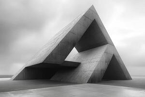 An abstract concrete structure showcasing a unique geometric design in monochrome tones. photo