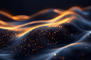 Abstract waves of glowing orange and blue create a mesmerizing visual in this digital artwork. photo