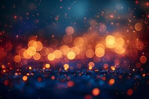A mesmerizing abstract background featuring golden and blue bokeh lights, creating a dreamy and magical atmosphere. photo