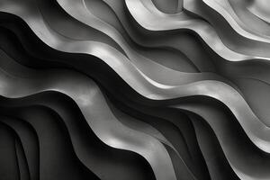 Abstract monochrome wavy patterns showcasing textured layers in shades of gray. photo
