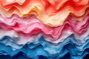 Colorful layers of textured paper create a stunning abstract background in vibrant tones of red, pink, orange, and blue. photo