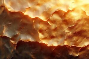 Abstract close-up of textured golden surface with warm tones and intricate patterns, evoking depth and richness. photo