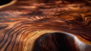 Close-up of a beautifully crafted wooden surface showcasing rich textures and patterns. photo