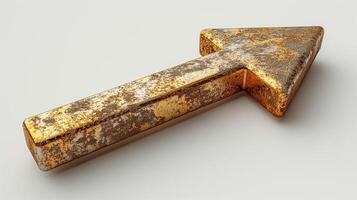 A weathered, rusty metallic arrow pointing upwards, symbolizing growth and direction. photo