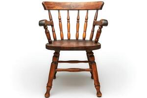A classic wooden chair with a rustic finish, showcasing craftsmanship and timeless design. photo