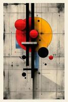 Abstract geometric composition featuring overlapping circles and lines in vibrant colors. photo
