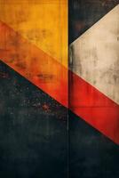 An abstract composition featuring bold geometric shapes in yellow, red, and black tones. photo