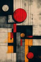 Abstract geometric artwork featuring bold shapes and contrasting colors. photo