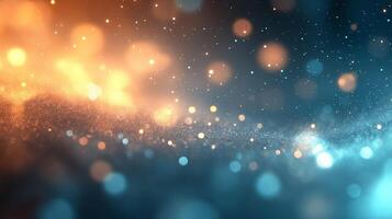 A mesmerizing blend of warm orange and cool blue lights creating a dreamy bokeh effect. photo