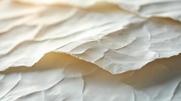Close-up of crinkled, textured paper, showcasing unique patterns and soft natural lighting. photo