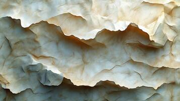 Textured abstract landscape resembling crumpled paper with soft blue and warm beige tones. photo