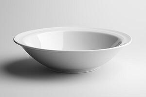 Elegant white porcelain bowl with a smooth finish, perfect for serving dishes or decorative displays. photo