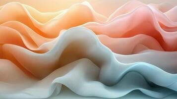 Abstract pastel wave patterns in soft hues of orange, pink, and blue create a serene visual experience. photo