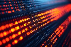 Abstract digital data flow in vibrant red and blue tones, creating a dynamic and futuristic ambiance. photo
