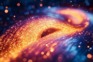 A mesmerizing abstract wave of glowing light particles creating a vibrant, dynamic flow. photo