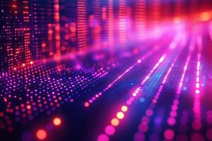 Abstract visual of vibrant, colorful digital lights creating a dynamic pattern. photo