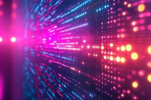 Abstract digital light display in vibrant pink and blue hues, creating a dynamic and energetic atmosphere. photo