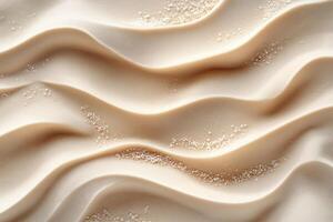 Textured sand with wavy patterns and scattered granules, creating a serene and natural aesthetic. photo