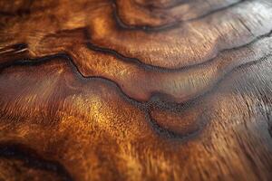Close-up of textured wood, showcasing rich patterns and warm tones of a natural surface. photo